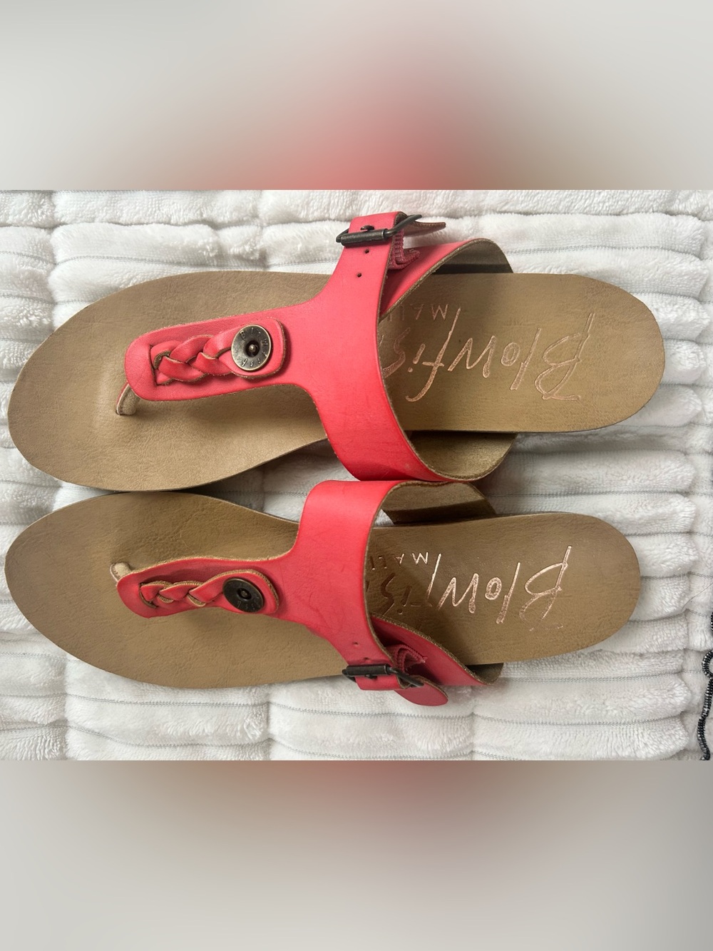 Blowfish Coral Braided T-Strap Sandals